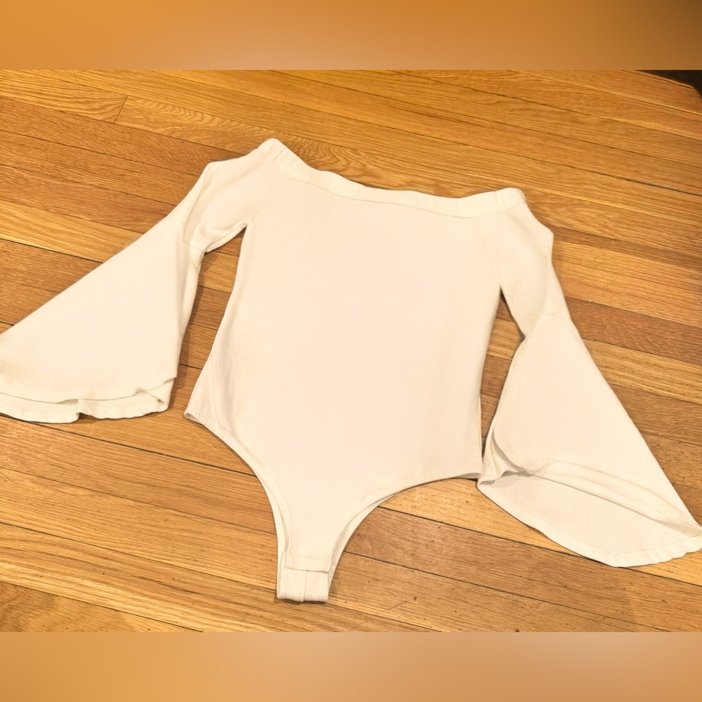Elegant Off-Shoulder Bell Sleeve Bodysuit